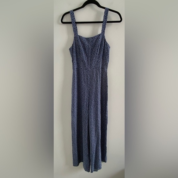 & Other Stories Blue & White Ditsy Floral Print Boho Sleeveless Jumpsuit Size 2 - Picture 3 of 10